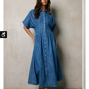 Bohme Blue A-Line Maxi Dress with Dolman Sleeves